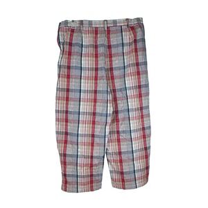 Duck Head Women's Size 12 Red Striped Plaid Button-up Capri Casual Pant